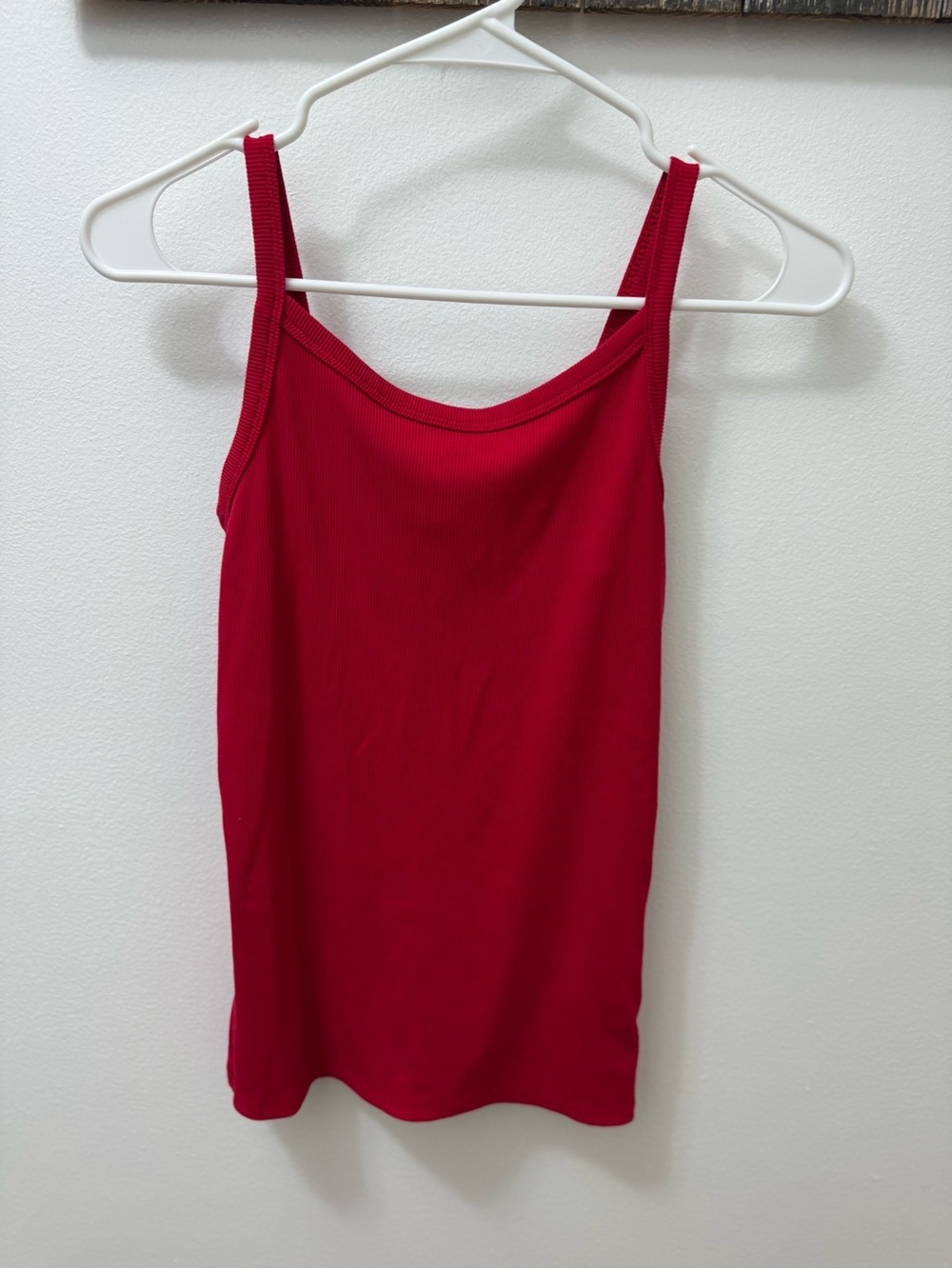 Women’s Red Ribbed Tank Top - Classic Slim Fit